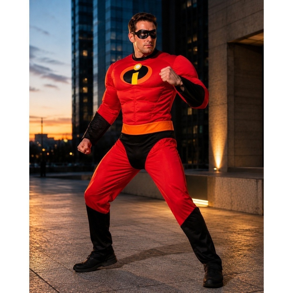 Disney Pixar Incredibles 2 Mr Incredible Costume Mens L-XL Muscle Chest